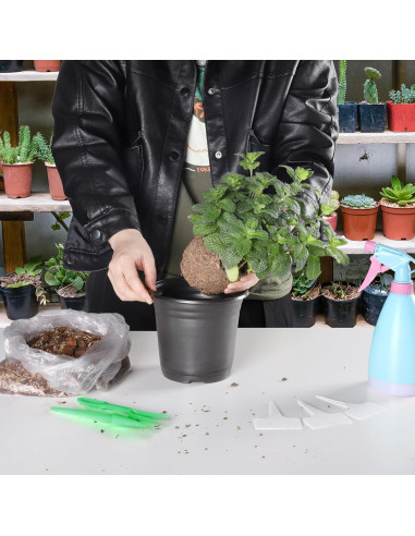 Paquete de 100 Macetas de Plástico Huvai 0.5 Galones Negro