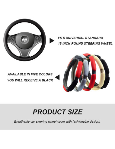 Funda de Volante de Coche NYTKL Antideslizante 38.4cm Negro