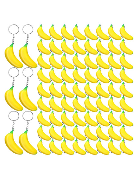 20 Llaveros de Plátano Jexine Juguetes Antiestrés para Fiestas