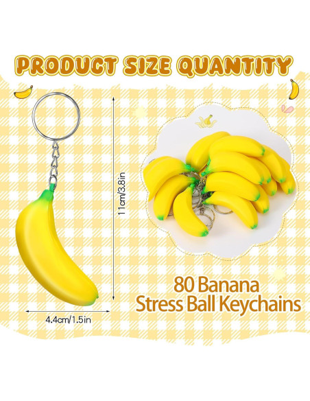 20 Llaveros de Plátano Jexine Juguetes Antiestrés para Fiestas