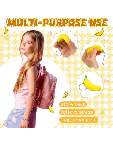 20 Llaveros de Plátano Jexine Juguetes Antiestrés para Fiestas