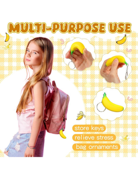 20 Llaveros de Plátano Jexine Juguetes Antiestrés para Fiestas