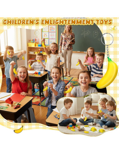 20 Llaveros de Plátano Jexine Juguetes Antiestrés para Fiestas