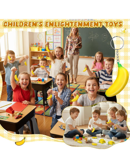 20 Llaveros de Plátano Jexine Juguetes Antiestrés para Fiestas