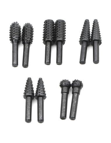 Conjunto de 10 Brocas de Burr Rotativas JIUWU 6.35mm para Taladro