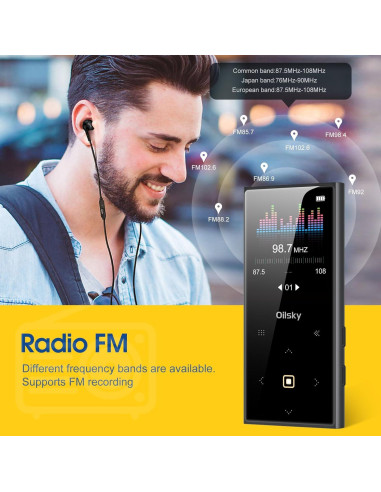 Reproductor MP3 Oilsky D22 64GB Bluetooth 5.0 HiFi Radio FM