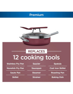 Sartén Ninja Foodi 4 Cuartos Antiadherente con Vaporera 2