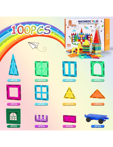 Azulejos Magnéticos CuteTiger 100PCS Juguete STEM Creativo