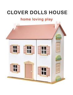 Casa de Muñecas de Madera Mentari Clover 3 Niveles 6 Habitaciones 2