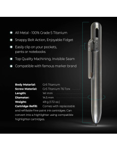 Marcador Permanente Retráctil Soul Built Titanio Punta Fina 2