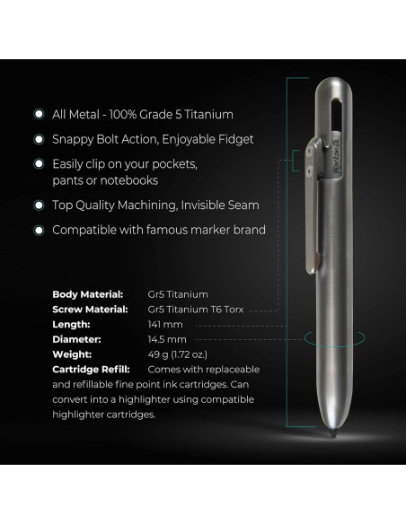 Marcador Permanente Retráctil Soul Built Titanio Punta Fina