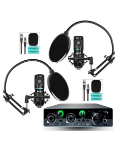 Movo PodKit2A Kit de Podcasting 2 Micrófonos y Audio USB-C
