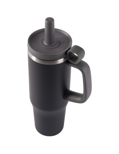 Taza de Agua Aislada Fijinhom 32oz Negra con Pajilla y Tapa 2