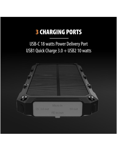 Cargador Solar ToughTested 10,000mAh Inalámbrico IP65