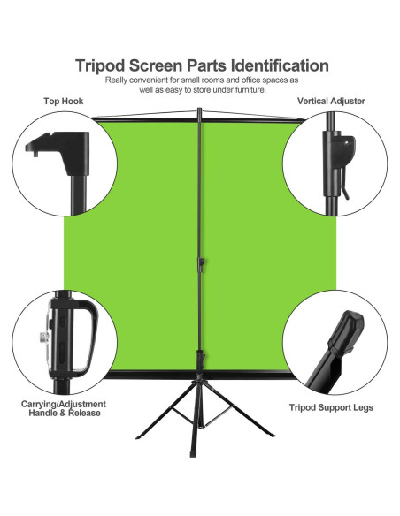Fondo Verde Plegable Emart 200x180 cm con Trípode Ajustable