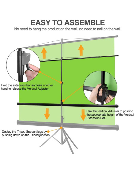Fondo Verde Plegable Emart 200x180 cm con Trípode Ajustable