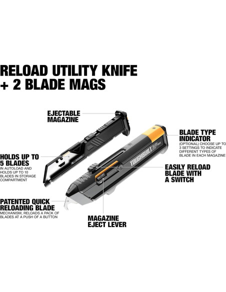 Cuchillo Utility ToughBuilt TB-H4S2-03 con 2 Cargadores