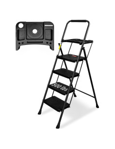 Escalera WNOEY 4 peldaños plegable con plataforma negra