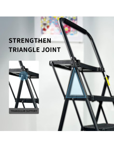 Escalera WNOEY 4 peldaños plegable con plataforma negra 2