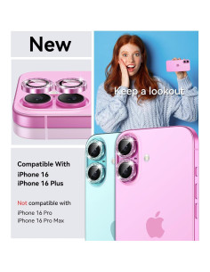 Protector de Lente Matekxy para iPhone 16/16 Plus Cristal 9H Rosa 2