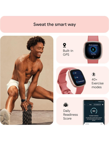 Fitbit Versa 4 Reloj Inteligente Fitness Rosa Cobre GPS 40+ Modos
