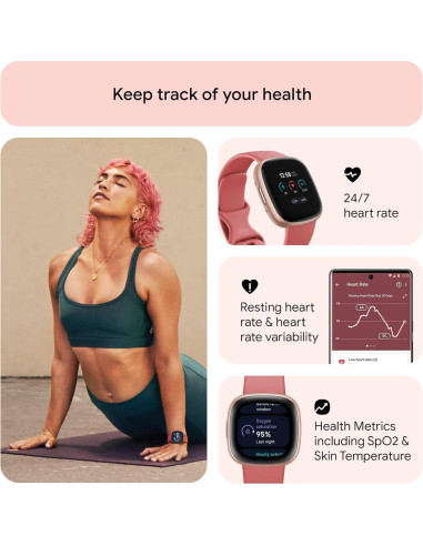 Fitbit Versa 4 Reloj Inteligente Fitness Rosa Cobre GPS 40+ Modos