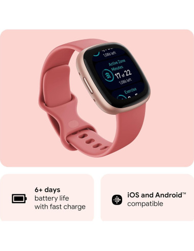 Fitbit Versa 4 Reloj Inteligente Fitness Rosa Cobre GPS 40+ Modos