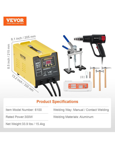 Extractor de Abolladuras VEVOR 300W con Pistola de Calor
