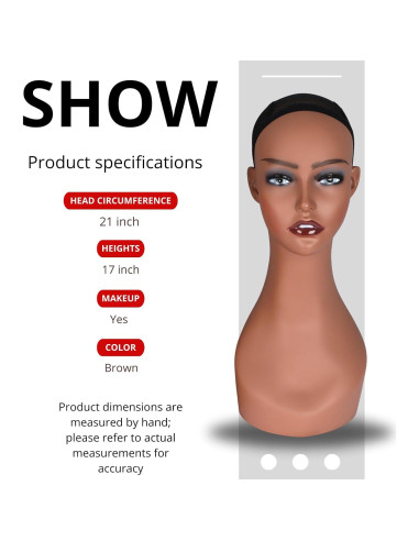 Cabeza de Maniquí Femenina Lightmay 43 cm para Pelucas y Accesorios