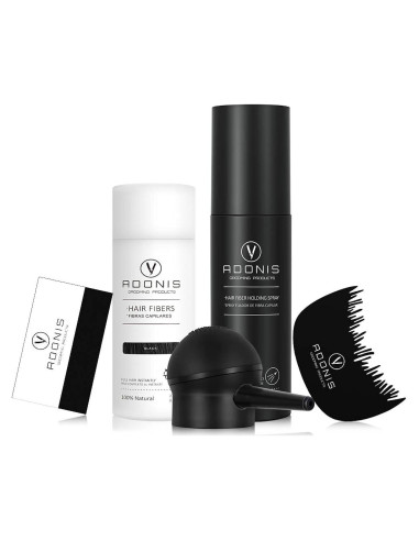 KIT 5-en-1 ADONIS Fibras de Cabello Queratina Negro