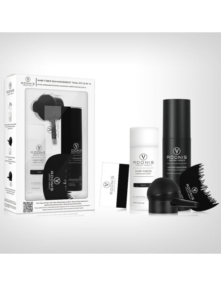 KIT 5-en-1 ADONIS Fibras de Cabello Queratina Negro