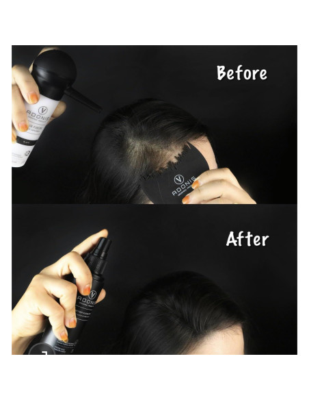 KIT 5-en-1 ADONIS Fibras de Cabello Queratina Negro