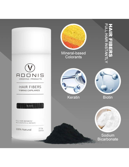 KIT 5-en-1 ADONIS Fibras de Cabello Queratina Negro