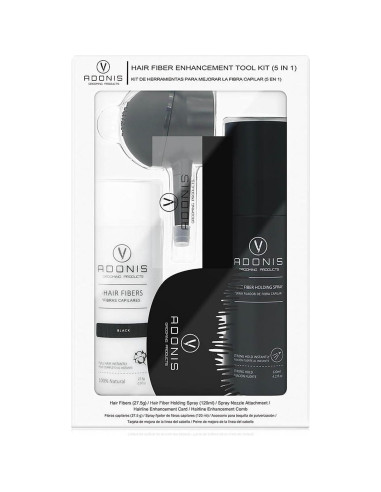 KIT 5-en-1 ADONIS Fibras de Cabello Queratina Negro