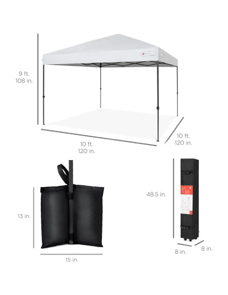Carpa Plegable Instantánea Mejor Opción 3,05x3,05 m Blanca