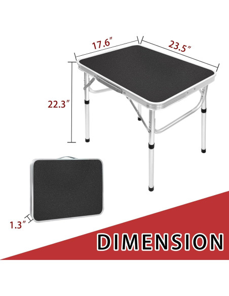 Mesa Plegable Camp Field 60x44 cm Ajustable Negra