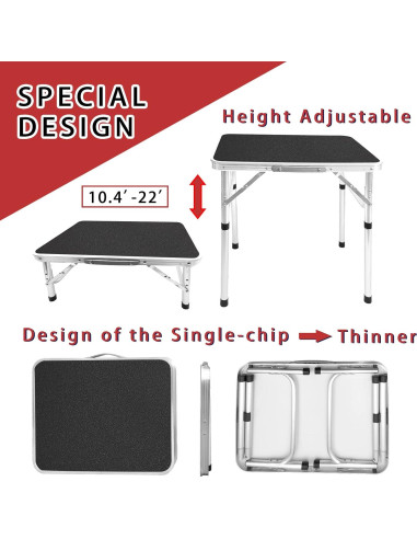 Mesa Plegable Camp Field 60x44 cm Ajustable Negra