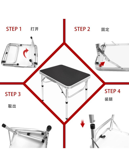Mesa Plegable Camp Field 60x44 cm Ajustable Negra