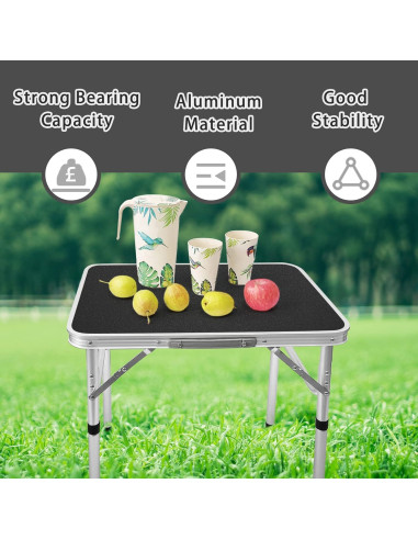 Mesa Plegable Camp Field 60x44 cm Ajustable Negra