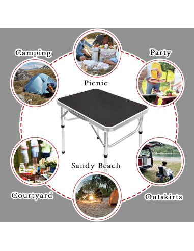 Mesa Plegable Camp Field 60x44 cm Ajustable Negra