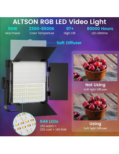 Kit de Iluminación Fotográfica RGB Anautin K500 50W Bi-Color 2