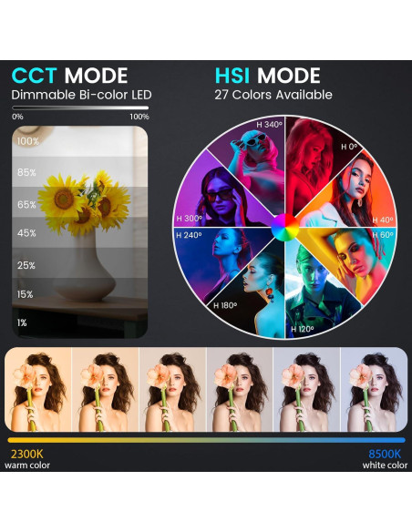 Kit de Iluminación Fotográfica RGB Anautin K500 50W Bi-Color