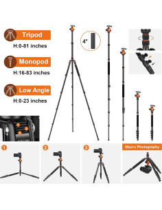 Trípode Profesional JOILCAN 81" Aluminio para Cámara DSLR 2