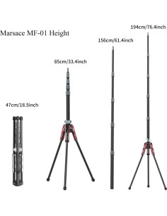 Trípode de Soporte de Luz Marsace MF-01 Fibra de Carbono 47-194 cm 2