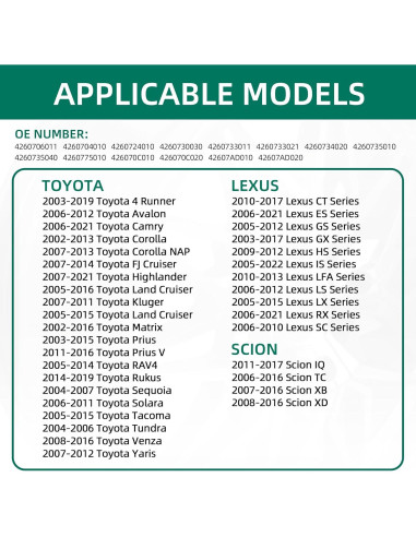 Sensor TPMS CDWTPS para Toyota Lexus Scion - Paquete de 4