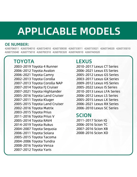Sensor TPMS CDWTPS para Toyota Lexus Scion - Paquete de 4