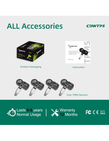 Sensor TPMS CDWTPS para Toyota Lexus Scion - Paquete de 4