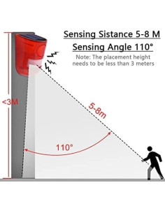 Alarma de Movimiento Solar LEDHOLYT 129dB Rojo IP65 2