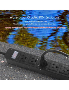 Regleta de Poder Exterior CCCEI 5 Salidas Impermeable 1.83m 2