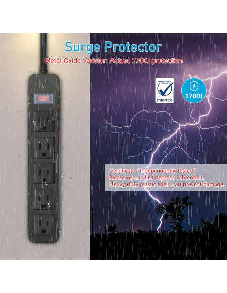 Regleta de Poder Exterior CCCEI 5 Salidas Impermeable 1.83m